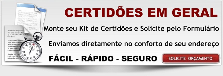 Solicite j� suas Certid�es Conosco e receba em seu endere�o.